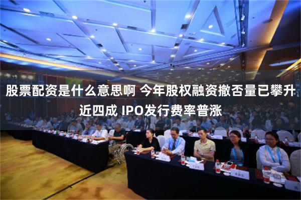 股票配资是什么意思啊 今年股权融资撤否量已攀升近四成 IPO发行费率普涨