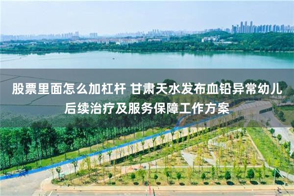 股票里面怎么加杠杆 甘肃天水发布血铅异常幼儿后续治疗及服务保障工作方案