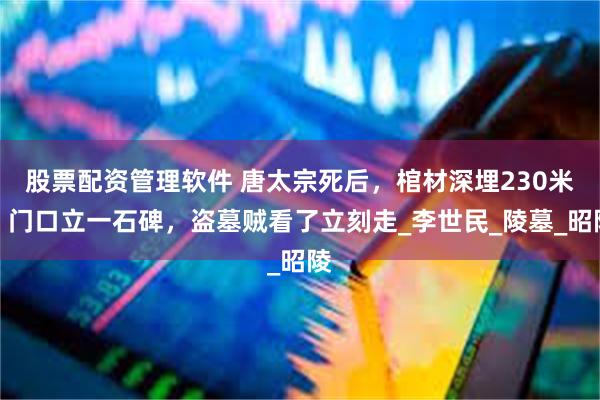 股票配资管理软件 唐太宗死后，棺材深埋230米，门口立一石碑，盗墓贼看了立刻走_李世民_陵墓_昭陵